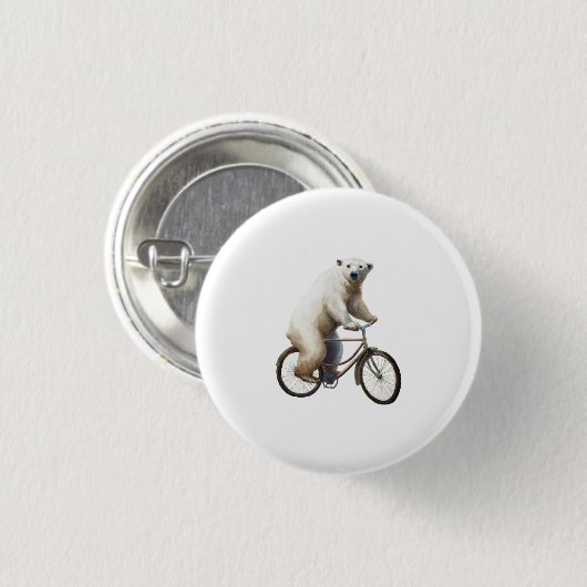 Polar Bear on Bicycle Button (Vorne & Hinten)