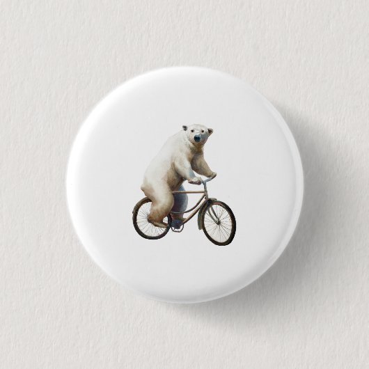 Polar Bear on Bicycle Button (Vorderseite)