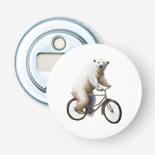 Polar Bear On Bicycle Button Flaschenöffner