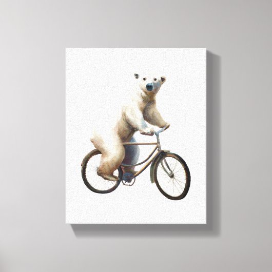 Polar Bear on Bicycle Leinwanddruck (Vorderseite)