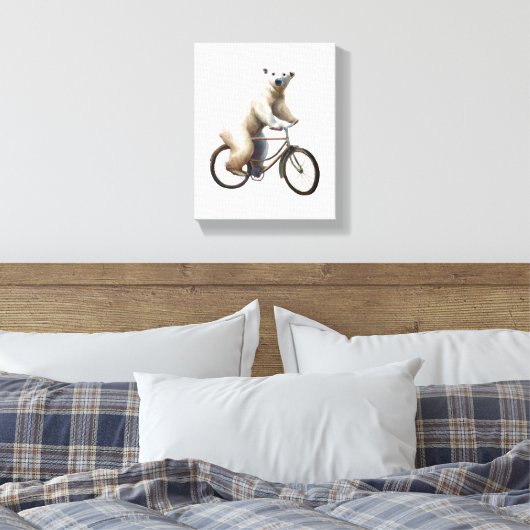 Polar Bear on Bicycle Leinwanddruck (Insitu (Schlafzimmer))