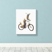 Polar Bear on Bicycle Leinwanddruck (Insitu (Holzboden))