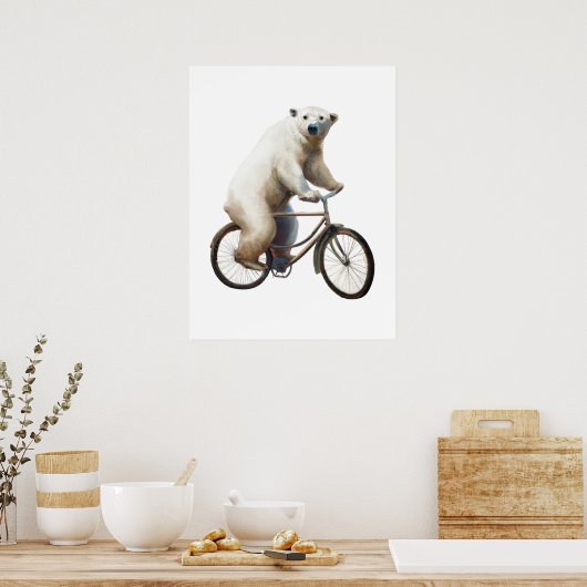Polar Bear on Bicycle Poster (Küche)