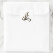 Polar Bear on Bicycle Quadratischer Aufkleber (Tasche)