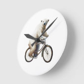 Polar Bear on Bicycle Runde Wanduhr (Winkel)