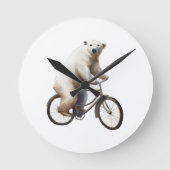 Polar Bear on Bicycle Runde Wanduhr (Vorderseite)
