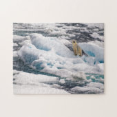 Polar Bear on Blue Iceberg in Arctic Svalbard Puzzle (Horizontal)