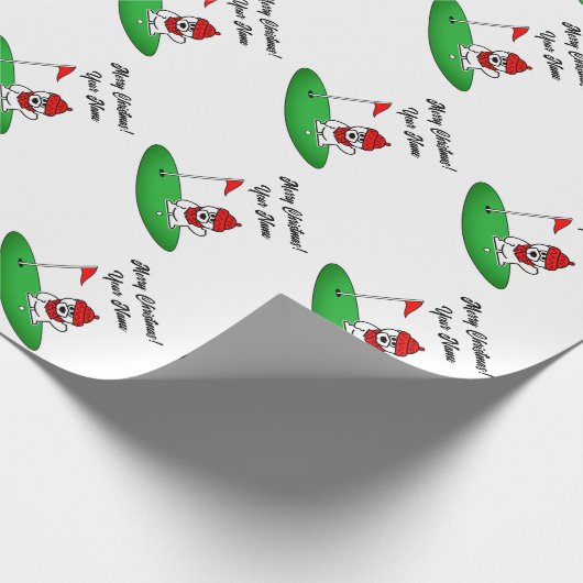 Polar bear on golf course cute Christmas Geschenkpapier (Ecke)