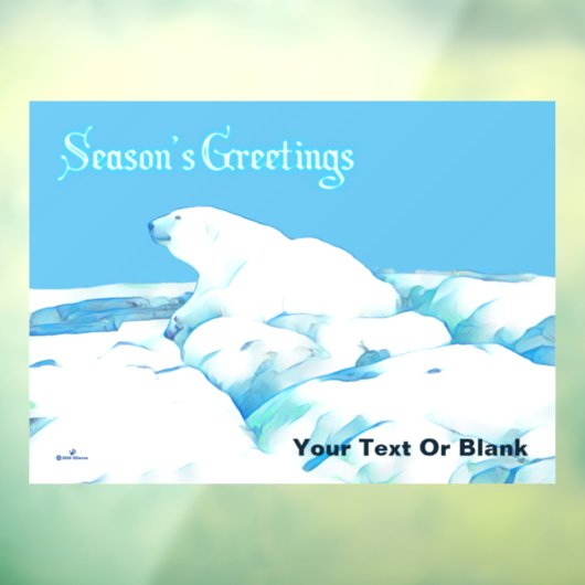 Polar Bear On Ice - Grußfenster der Saison Fensteraufkleber (Blatt 3)