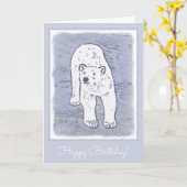 Polar Bear on Ice Painting - Original Wildlife Art Karte (Gelbe Blume)