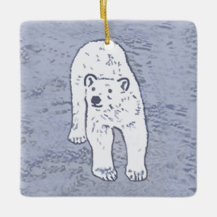 Polar Bear on Ice Painting - Original Wildlife Art Keramikornament