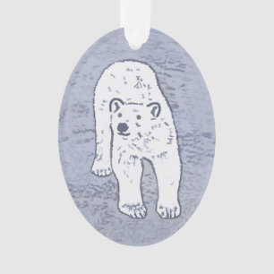 Polar Bear on Ice Painting - Original Wildlife Art Ornament