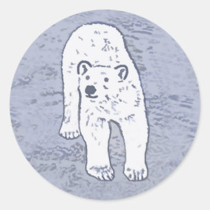 Polar Bear on Ice Painting - Original Wildlife Art Runder Aufkleber