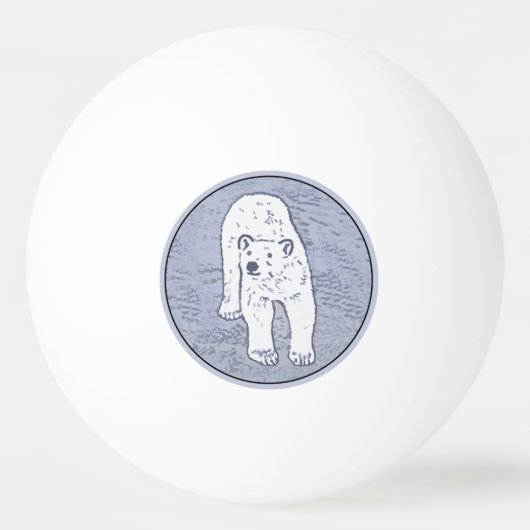 Polar Bear on Ice Painting - Original Wildlife Art Tischtennisball (Vorderseite)