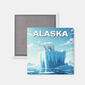 Polar Bear on Iceberg Alaska Postcard Magnet (Vorderseite/Rückseite)