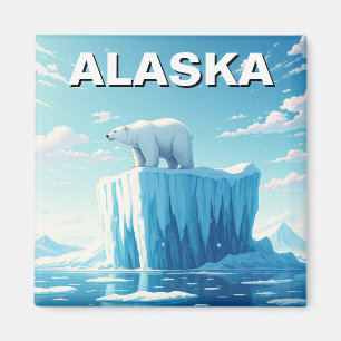 Polar Bear on Iceberg Alaska Postcard Magnet