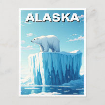 Polar Bear on Iceberg Alaska Postcard