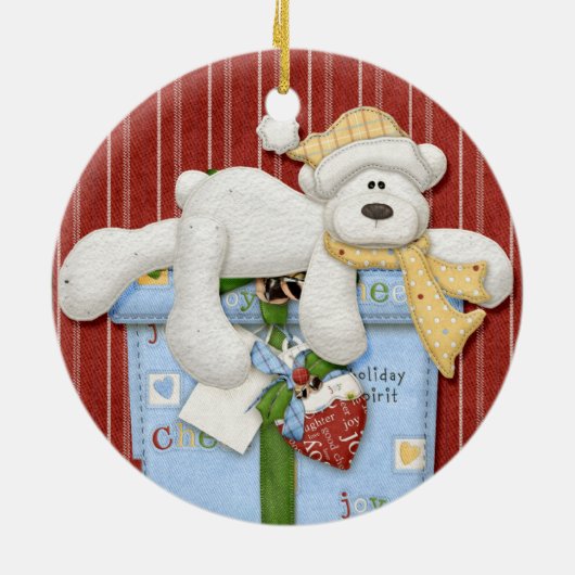 Polar Bear on Package Holiday Ornament (Hinten)