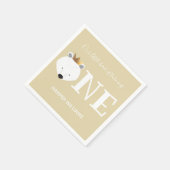 Polar Bear One Crown Animal First Birthday Serviette (Ecke)
