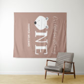 Polar Bear One Süße Tier erster Geburtstag Wandteppich (Beispiel (Horizontal))