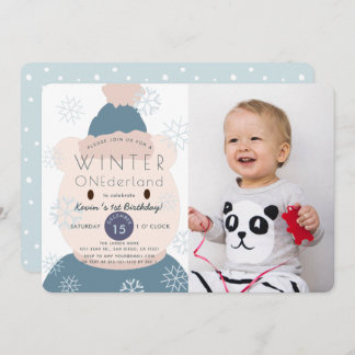 Polar Bear Onederland Boy 1. Foto Geburtstag Einladung