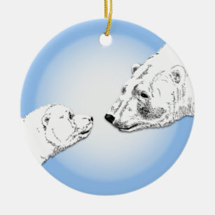 Polar Bear Ornament Mother Baby Personalisiert Gif