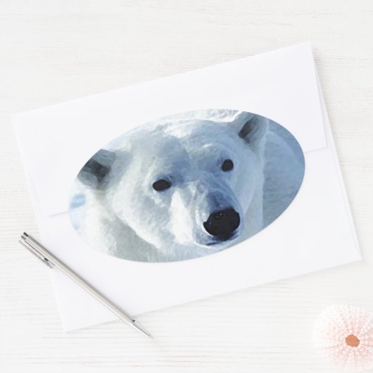 Polar Bear Ovaler Aufkleber (Umschlag)