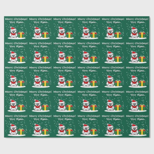 Polar bear package delivery personalized Christmas Geschenkpapier (Flach)