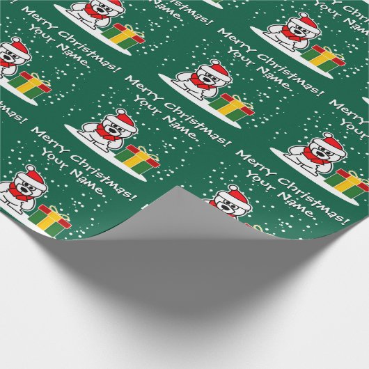 Polar bear package delivery personalized Christmas Geschenkpapier (Ecke)