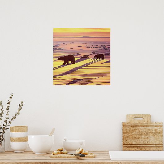 Polar Bear Painting druckt Sunset Bear Art Poster (Küche)