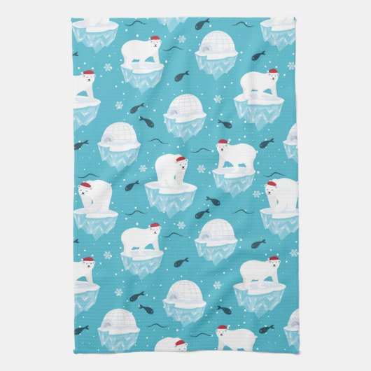 Polar Bear Party Geschirrtuch (Vertikal)