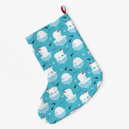 Polar Bear Party Großer Weihnachtsstrumpf (Rückseite (Hängend))