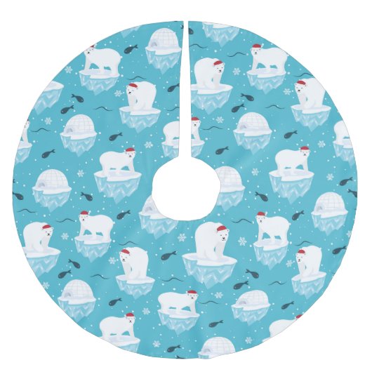 Polar Bear Party Polyester Weihnachtsbaumdecke (Vorderseite)