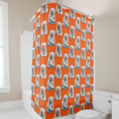 Polar Bear Pattern Design On Orange Duschvorhang