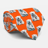 Polar Bear Pattern Design On Orange  Krawatte (Gerollt)