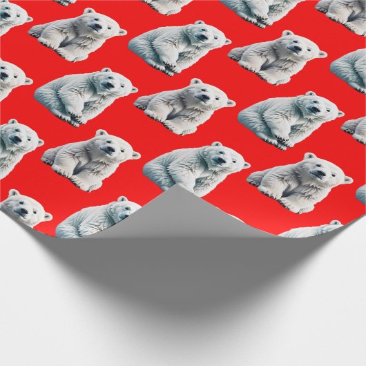 Polar Bear Pattern Design On Red Geschenkpapier (Ecke)