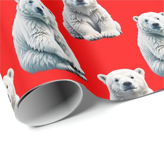 Polar Bear Pattern Design On Red Geschenkpapier (Rolleneckpunkt)