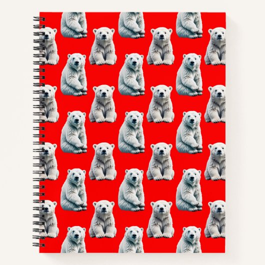 Polar Bear Pattern Design On Red  Notizblock (Vorderseite)