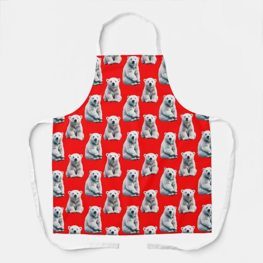 Polar Bear Pattern Design On Red Schürze (Vorderseite)