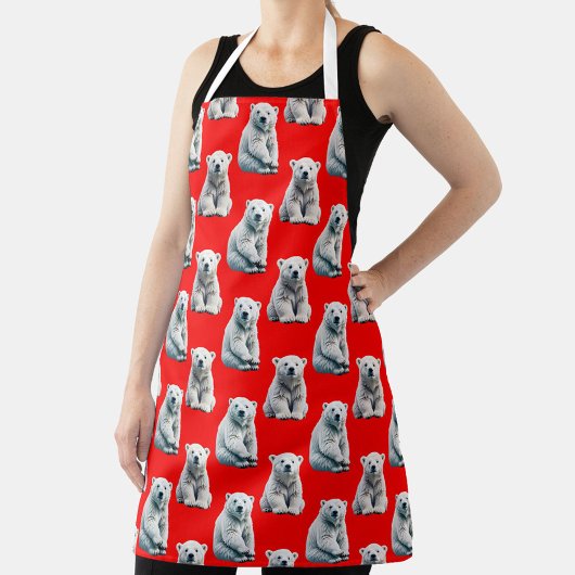 Polar Bear Pattern Design On Red  Schürze