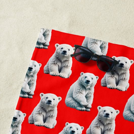 Polar Bear Pattern Design On Red Strandtuch (Beispiel)