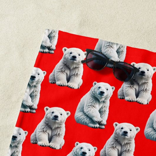 Polar Bear Pattern Design On Red  Strandtuch