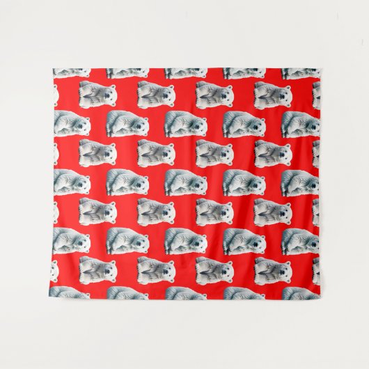 Polar Bear Pattern Design On Red Wandteppich (Vorderseite (Horizontal))