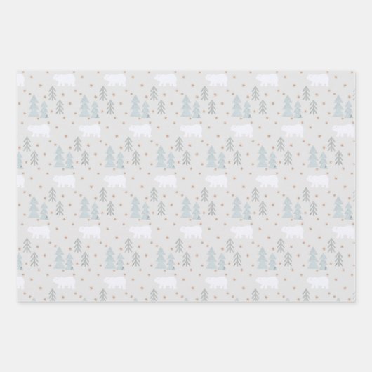 Polar Bear Patterns Blue Christmas Holiday Geschenkpapier Set (Vorderseite 2)