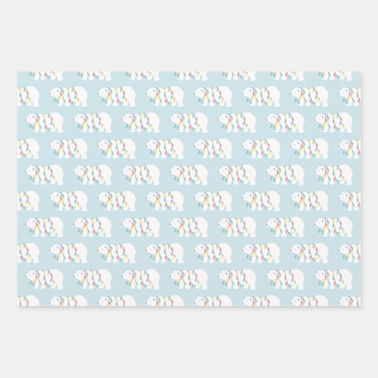 Polar Bear Patterns Blue Christmas Holiday Geschenkpapier Set (Vorderseite)