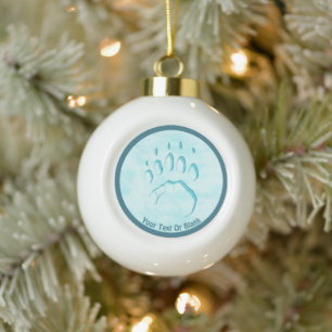 Polar Bear Paw Print Keramik Kugel-Ornament