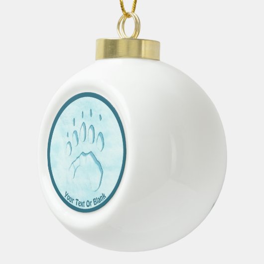 Polar Bear Paw Print Keramik Kugel-Ornament (Rechts)