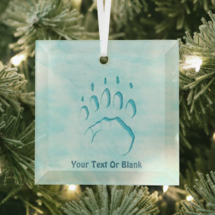 Polar Bear Paw Print Ornament Aus Glas
