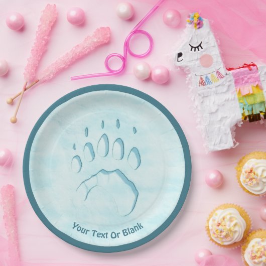 Polar Bear Paw Print Pappteller (Party)