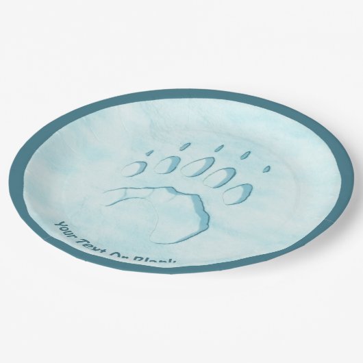 Polar Bear Paw Print Pappteller (Schrägansicht)